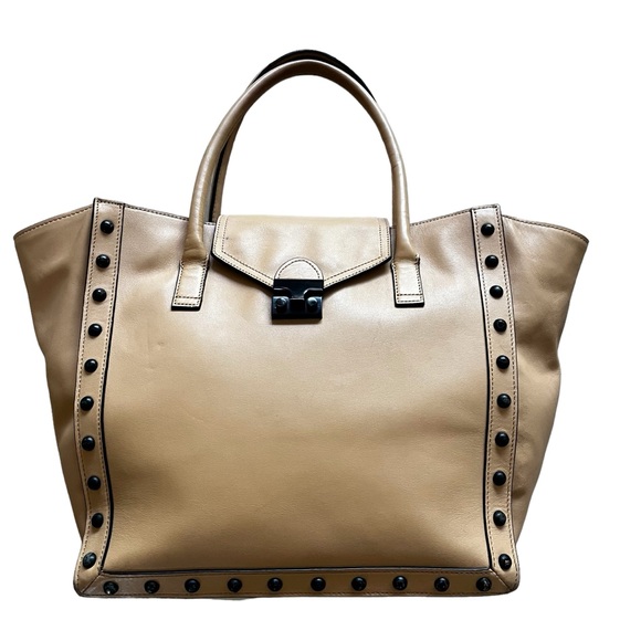 Loeffler Randall Women's Edgy Beige Studded Large Work Tote Purse - Picture 4 of 16